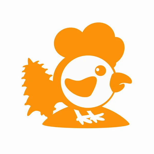 Петух, петух, курица с елкой на холме логотип 2017 года в китайском календаре. Силуэт оранжевый на белом отделенном фоне. Векторная иллюстрация. Чтобы использовать для p — стоковый вектор
