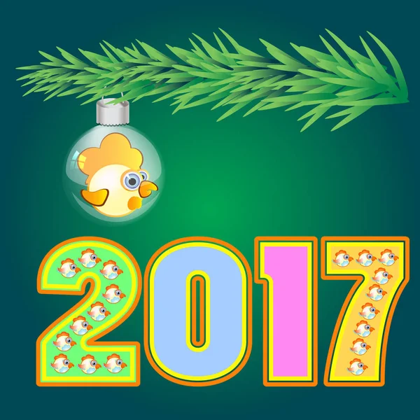 Yellow rooster symbol calendar 2017 of figure — Stock Vector