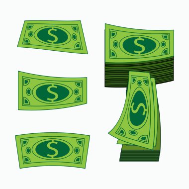 Para. Kavram iş kar. Yeşil Amerikan Doları. Bir vektör bir örnek üzerinde beyaz arka plan ayrı kolaydır.