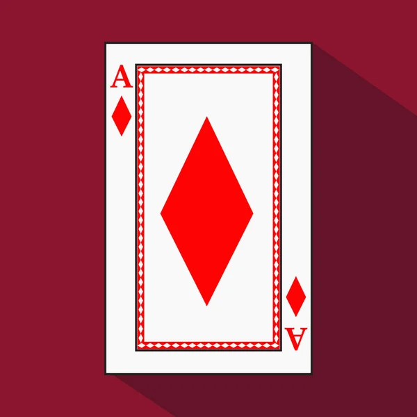 Playing card. the icon picture is easy. DIAMONT ace with white a basis substrate. vector illustration on red background. application appointment for: website, press, t-shirt, fabric, interior, registr — Stock Vector