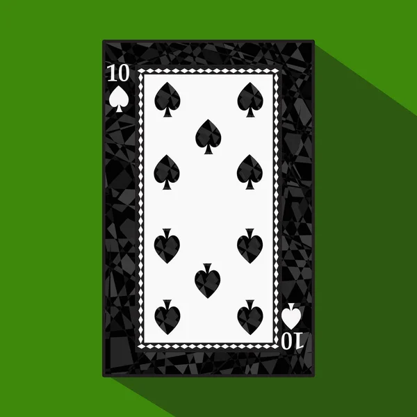 Playing card. the icon picture is easy. peak spide TEN 10 about dark region boundary. a vector illustration on green background. application appointment for: website, press, t-shirt, fabric, interior, — Stock Vector