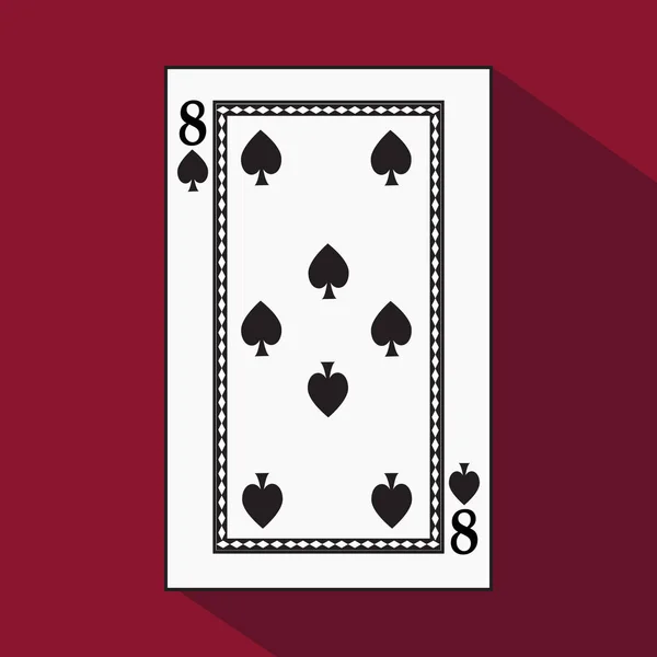 Playing card. the icon picture is easy. peak spide EIGHT 8 with white a basis substrate. vector illustration on red background. application appointment for: website, press, t-shirt, fabric, interior, — Stock Vector