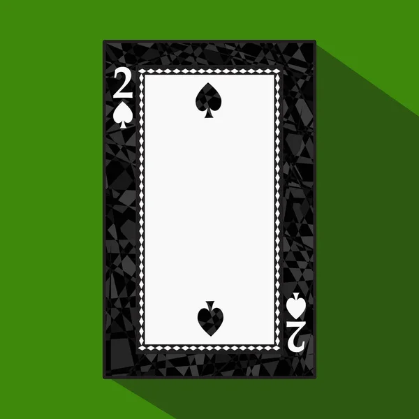 Spielkarte. das Symbolbild ist einfach. Peak Spide Two 2 über dunkle Gebietsgrenze. eine Illustration auf grünem Hintergrund. Bewerbungstermin für: Website, Presse, T-Shirt, Stoff, Interieur, Registrierung — Stockvektor