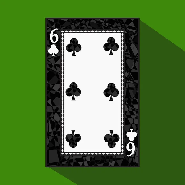 Playing card. the icon picture is easy. CLUB SIX 6 about dark region boundary. a vector illustration on green background. application appointment for: website, press, t-shirt, fabric, interior, regist — Stock Vector