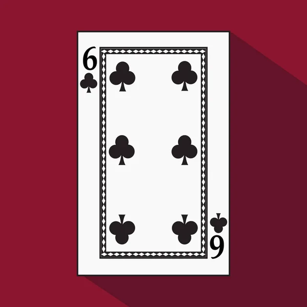 Playing card. the icon picture is easy. peak spide SIX 6 with white a basis substrate. vector illustration on red background. application appointment for: website, press, t-shirt, fabric, interior, re — Stock Vector