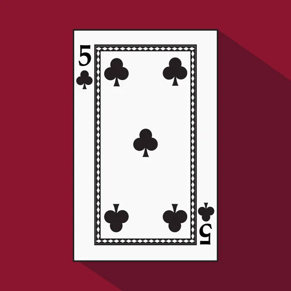 Playing card. the icon picture is easy. peak spide FIVE 5 with white a basis substrate. vector illustration on red background. application appointment for: website, press, t-shirt, fabric, interior, r — Stock Vector