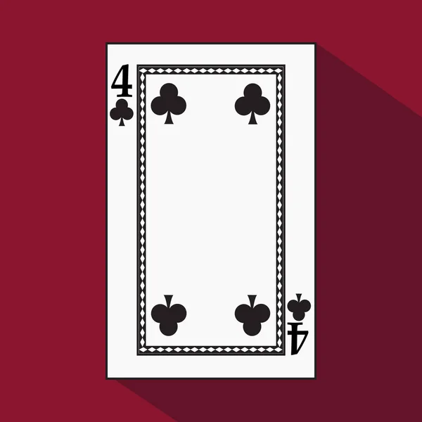 Playing card. the icon picture is easy. peak spide FOUR 4 with white a basis substrate. vector illustration on red background. application appointment for: website, press, t-shirt, fabric, interior, r — Stock Vector
