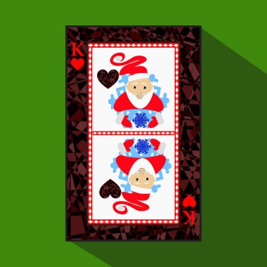 oyun kağıdı. simge resim kolaydır. Kalp Kral yeni yıl Noel Baba. Noel konu. karanlık bölge sınırı hakkında. yeşil arka plan üzerinde bir vektör çizim. uygulama randevu için: Web sitesi
