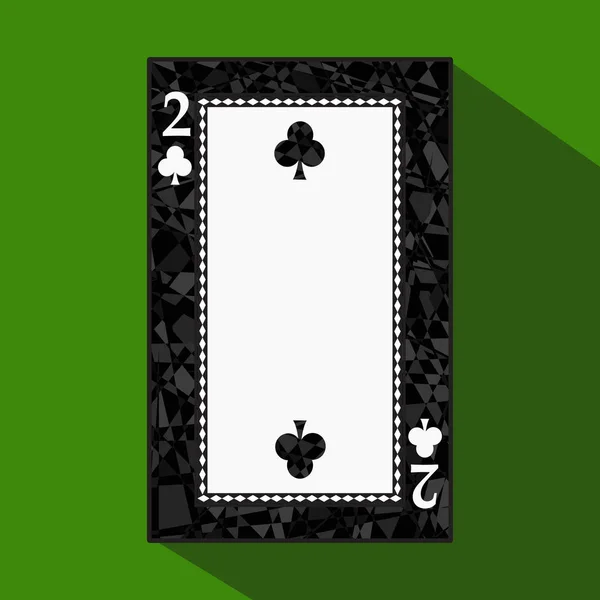 Jugando a las cartas. la imagen del icono es fácil. CLUB DOS 2 sobre el límite de la región oscura. una ilustración vectorial sobre fondo verde. cita de aplicación para: sitio web, prensa, camiseta, tela, interior, registro — Vector de stock