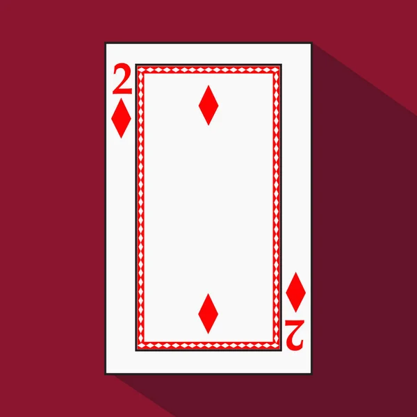 Spielkarte. das Symbolbild ist einfach. Diamant zwei 2 mit weißem Untergrund. Vektor-Illustration auf rotem Hintergrund. Bewerbungstermin für: Website, Presse, T-Shirt, Stoff, Interieur, Regis — Stockvektor
