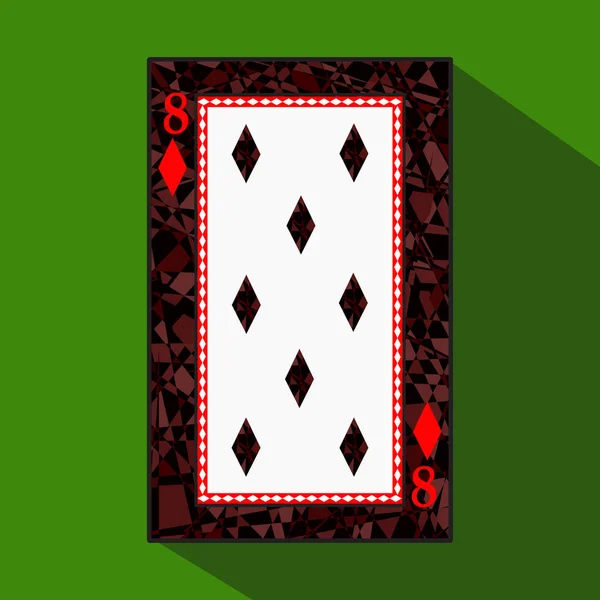 Jugando a las cartas. la imagen del icono es fácil. DIAMONTE OCHO 8 sobre el límite de la región oscura. una ilustración vectorial sobre fondo verde. cita de aplicación para: sitio web, prensa, camiseta, tela, interior — Vector de stock