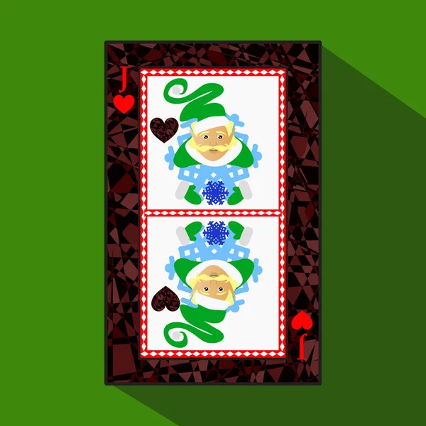 トランプ。アイコン画像は、簡単です。ハート ジャック ジョーカー新年エルフ。クリスマスの件名です。暗い領域の境界について緑の背景のベクトル図です。アプリケーション予約: ウェブサイト — ストックベクタ