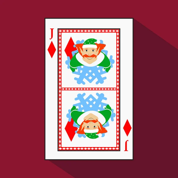 Spielkarte. das Symbolbild ist einfach. diamont jack joker neujahr elf. Weihnachtsthema. mit weißem Untergrund. Vektor-Illustration auf rotem Hintergrund. Bewerbungstermin für: Website — Stockvektor