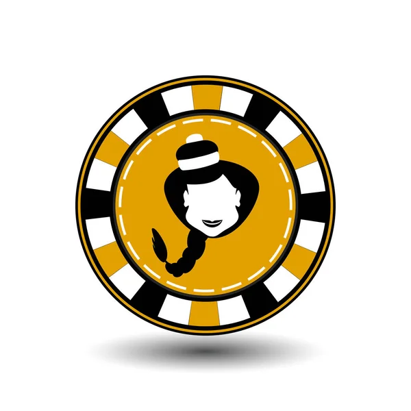 Покер чип Рождество Новый год. Icon EPS 10 векторная иллюстрация на белом фоне, чтобы легко отделиться. Использование для веб-сайтов, дизайна, оформления, печати и т.д. Деда Мороза в чёрно-жёлтом — стоковый вектор