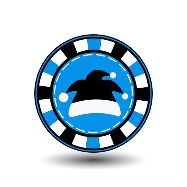 Chip de poker de Natal ano novo. Icon EPS 10 ilustração vetorial em um fundo branco para separar facilmente. Use para sites, design, decoração, impressão, etc. Papai Noel cap preto azul —  Vetores de Stock