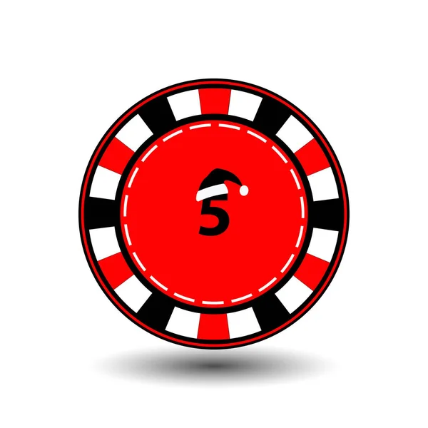 Poker Chip Weihnachten Neujahr. icon eps 10 Vektordarstellung auf weißem Hintergrund zum einfachen Trennen. Verwendung für Webseiten, Design, Dekoration, Druck usw. Weihnachtsmannmütze schwarz die roten Ziffern f — Stockvektor