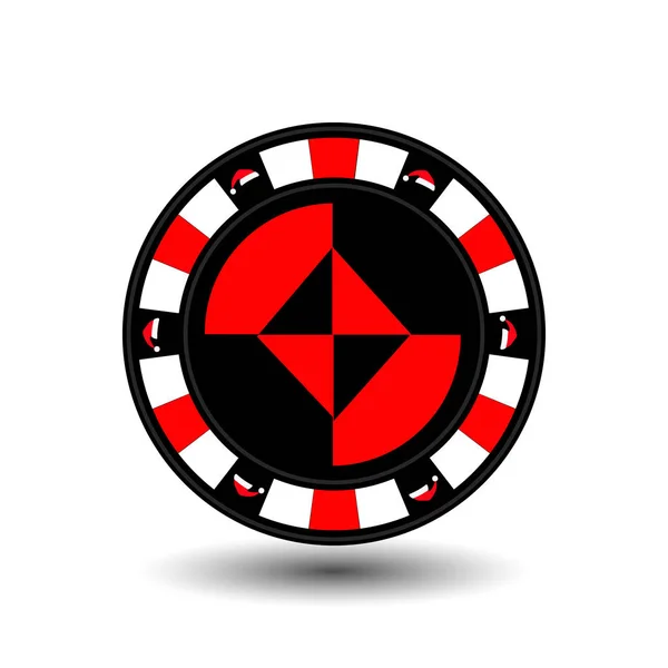 Чіп покер казино Різдво Новий рік. Іконка Векторна ілюстрація EPS 10 на білому легко відокремити тло. використання для сайтів, дизайну, декорування, друку тощо. червона шапка навколо краю в — стоковий вектор