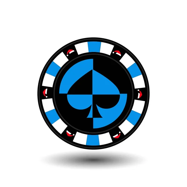 Chip poker casino Kerst Nieuwjaar. Pictogram vectorillustratie EPS-10 op wit gemakkelijk kan worden gescheiden van de achtergrond. gebruiken voor sites, design, decoratie, printing, etc. de kap rond de rode rand de blu — Stockvector