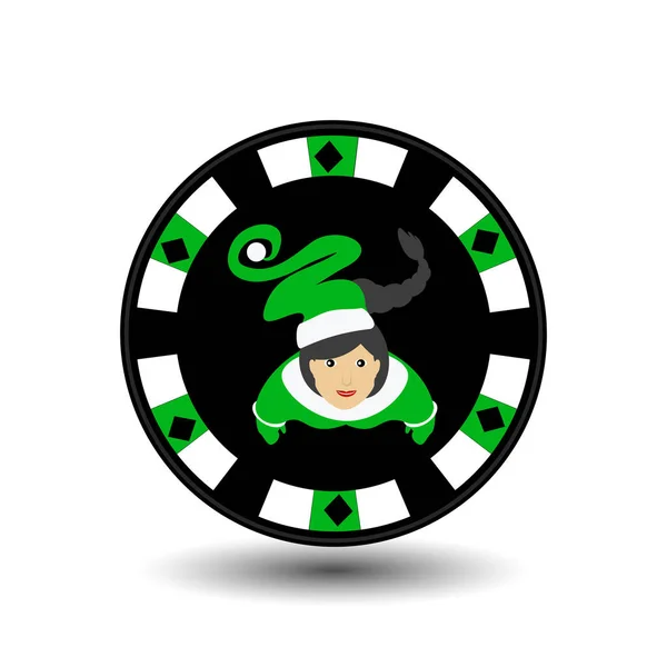 Casino de poker fictício Natal ano novo. Icon vetor ilustração EPS 10 em branco fácil de separar o fundo. uso para sites, design, decoração, impressão, etc. No meio da menina Papai Noel —  Vetores de Stock