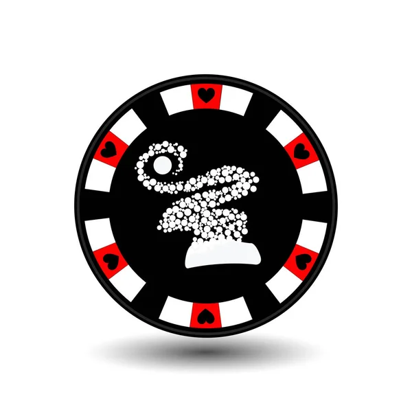 Chip poker casino Navidad año nuevo. Icono ilustración vectorial EPS 10 en blanco fácil de separar el fondo. uso para sitios, diseño, decoración, impresión, etc. En medio de la capucha copos de nieve — Vector de stock