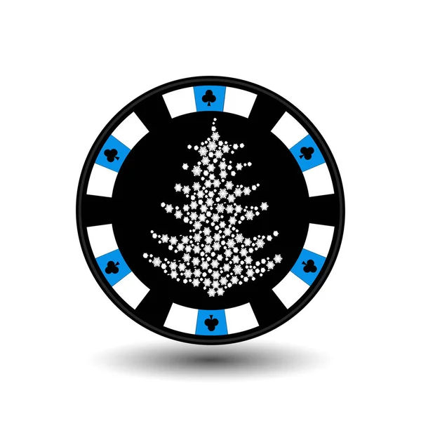 Chip poker casino Christmas new year. Icon vector illustration EPS 10 on white easy to separate the background.  use for sites, design, decoration, printing, etc. In the middle of the  tree made  snow — Stock Vector