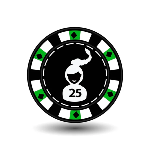 Chip poker casino Christmas new year. Icon vector illustration EPS 10 on white easy to separate the background.  use for sites, design, decoration, printing, etc. In the middle of the girl's Santa Cla — Stock Vector