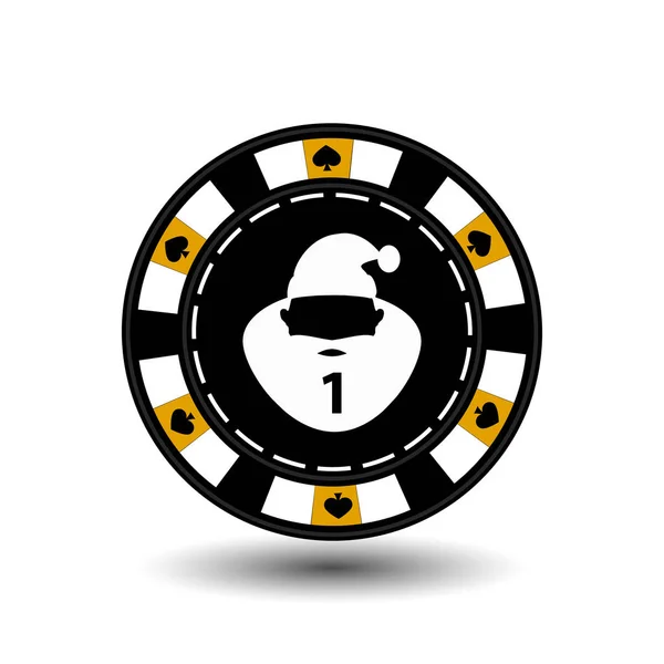 Рождество в казино Чип покер. Векторная иконка EPS 10 на белом легко отделяет фон. использование для сайтов, дизайна, оформления, печати и т.д. В середине Санта-Клауса с — стоковый вектор