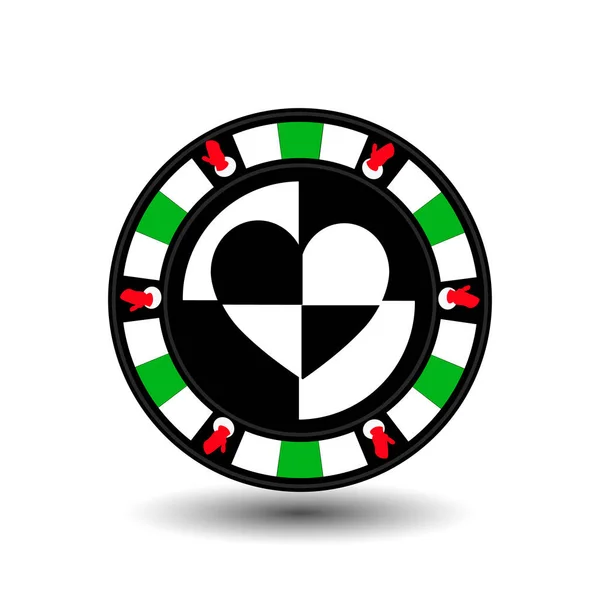 Chip poker casino jul nyår. Ikonen vektorillustration Eps 10 på vitt lätt att separera bakgrunden. använda för platser, design, dekoration, utskrift, etc. I mitten av hjärtat sidorna — Stock vektor