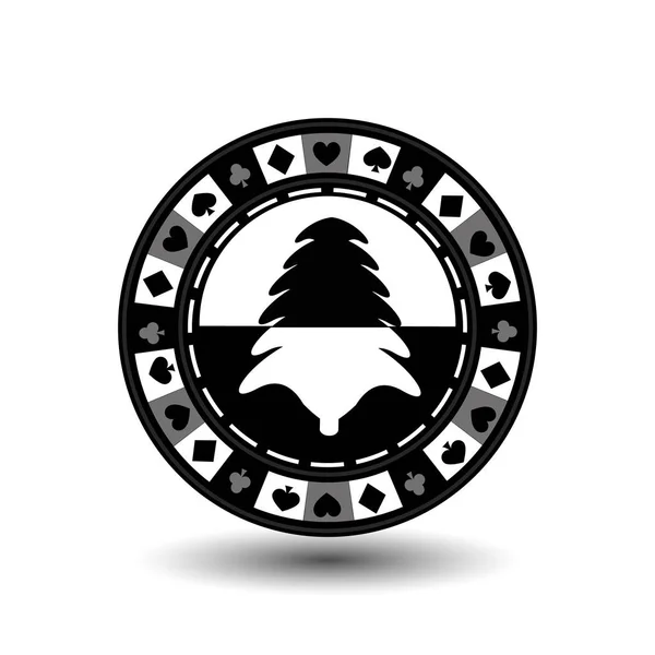 Chip poker casino Navidad año nuevo. Icono ilustración vectorial EPS 10 en blanco fácil de separar el fondo. uso para sitios, diseño, decoración, impresión, etc. En medio del negro y el árbol a g — Vector de stock