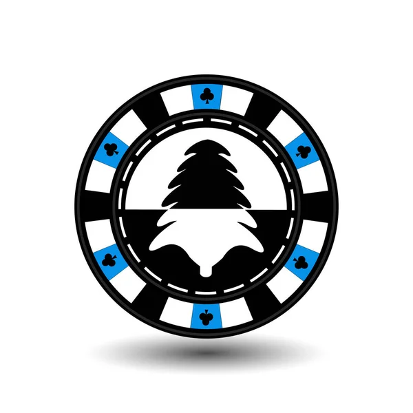Chip poker casino Navidad año nuevo. Icono ilustración vectorial EPS 10 en blanco fácil de separar el fondo. uso para sitios, diseño, decoración, impresión, etc. En medio de negro y árbol a b — Vector de stock