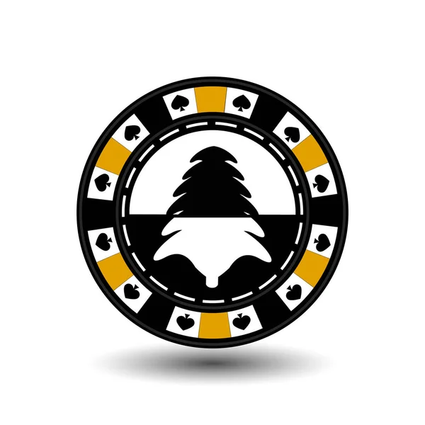 Chip poker casino Navidad año nuevo. Icono ilustración vectorial EPS 10 en blanco fácil de separar el fondo. uso para sitios, diseño, decoración, impresión, etc. En medio de negro y árbol a y — Vector de stock