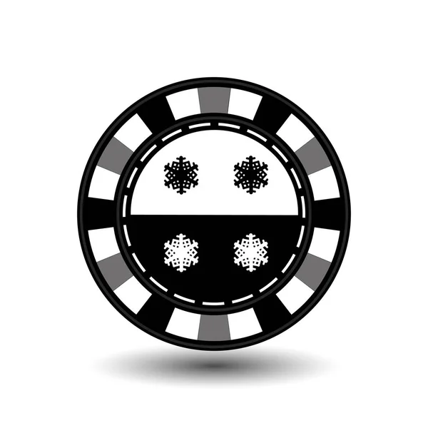 Chip poker casino Navidad año nuevo. Icono ilustración vectorial EPS 10 en blanco fácil de separar el fondo. uso para sitios, diseño, decoración, impresión, etc. En medio de la nieve y el negro — Vector de stock