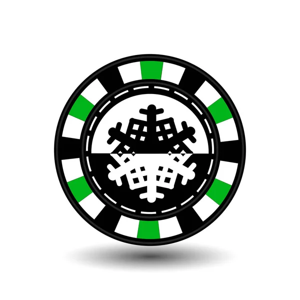 Chip poker casino Navidad año nuevo. Icono ilustración vectorial EPS 10 en blanco fácil de separar el fondo. uso para sitios, diseño, decoración, impresión, etc. En medio de la nieve y el negro — Archivo Imágenes Vectoriales