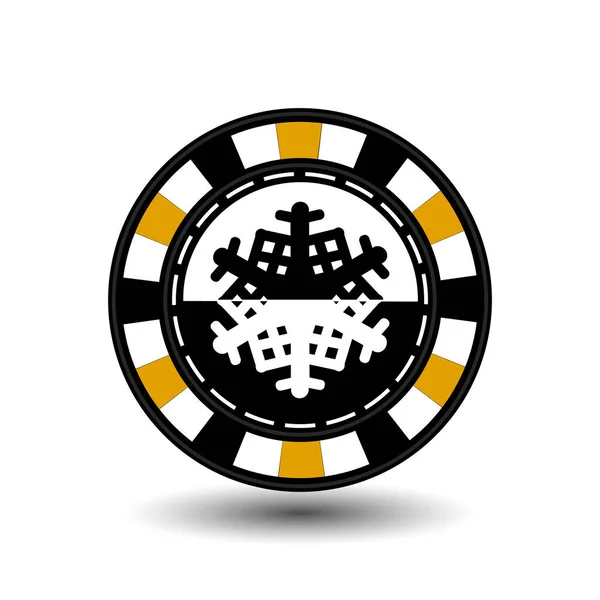 Chip poker casino Vánoce Nový rok. Ikonu vektorové ilustrace Eps 10 na bílém pozadí materiál snadno. Používejte pro stránky, design, dekorace, tisk, atd. Uprostřed černá a snowf — Stockový vektor