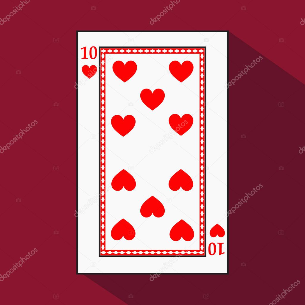 Spielkarte. die Symbol-Bild ist einfach. Herz zehn 10 mit weißen Basis