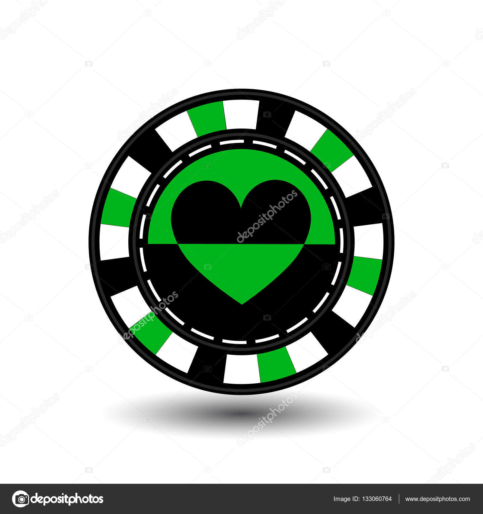 Фишки Для Покера Зеленый Костюм Сердце Зеленый Черно-Белый.