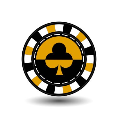 poker yelloy bir takım elbise kulüp sarı siyah ve beyaz noktalı çizgi çizgi patatese. beyaz izole arka plan üzerindeki bir simge. illüstrasyon vektör eps 10. Web siteleri, tasarım, basın, prin için kullanmak için