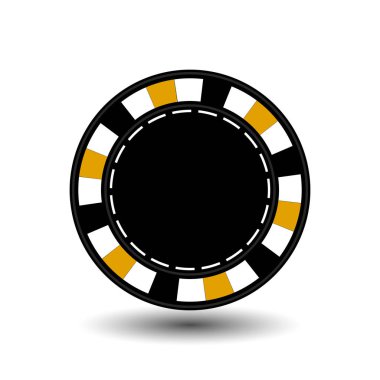 Poker sarı boş ve beyaz noktalı bir çizgi çizgi fişleri. beyaz izole arka plan üzerindeki bir simge. illüstrasyon vektör eps 10. Web siteleri için kullanmak için tasarım, basın, yazdırır...