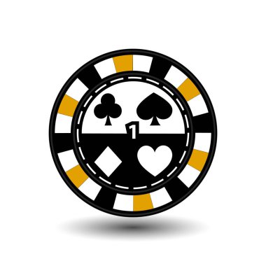 fişleri poker için bir orta ve dikdörtgenler bir tarafı ile sarı. yuvarlak ve beyaz noktalı çizgi çizgi. beyaz izole arka plan üzerindeki bir simge. illüstrasyon vektör eps 10. Web siteleri için kullanmak için de