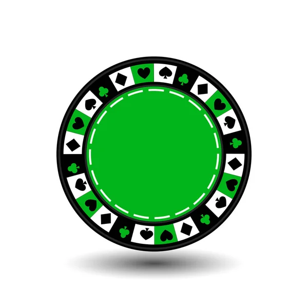 Fichas verdes para el póquer un icono en el fondo blanco aislado. ilustración eps 10 vector. Para utilizar en los sitios web, diseño, prensa, impresiones ... — Archivo Imágenes Vectoriales