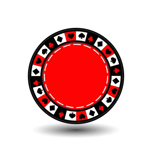 Fichas de color rojo para el póquer un icono en el fondo blanco aislado. ilustración eps 10 vector. Para utilizar en los sitios web, diseño, prensa, impresiones ... — Vector de stock