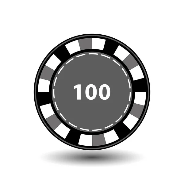 Fichas cinza 100 para poker um ícone no fundo isolado branco. ilustração eps 10 vetor. Para usar para os sites, design, a imprensa, impressões ... — Vetor de Stock