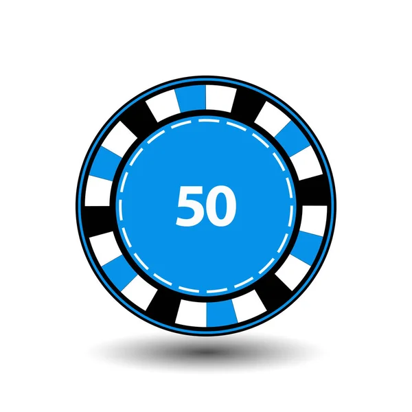 Fichas azul 50 para poker um ícone no fundo isolado branco. ilustração eps 10 vetor. Para usar para os sites, design, a imprensa, impressões ... —  Vetores de Stock
