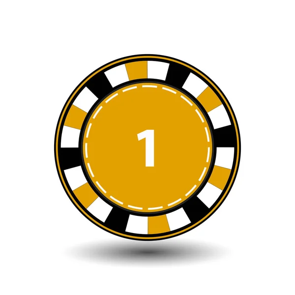 Jetons jaune un pour le poker une icône sur le fond blanc isolé. illustration eps 10 vecteur. À utiliser pour les sites web, le design, la presse, les impressions ... — Image vectorielle