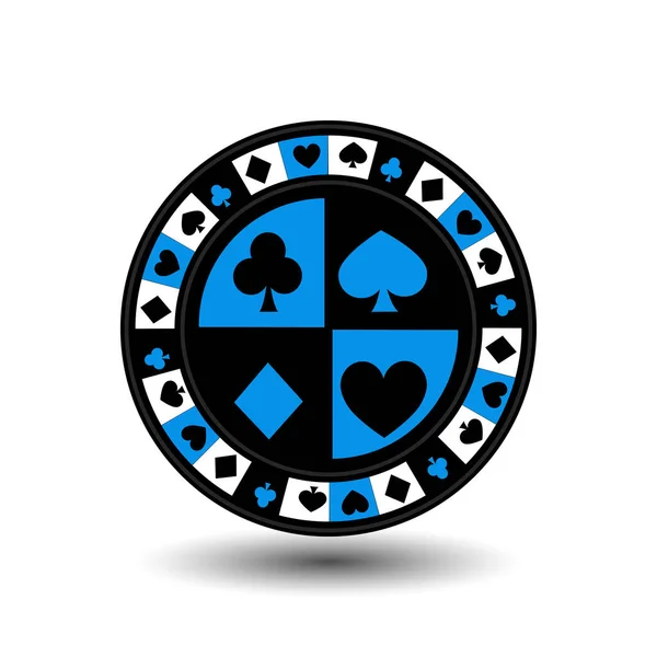 Jetons pour le bleu poker un costume une icône sur le fond blanc isolé. illustration eps 10 vecteur. À utiliser pour les sites web, le design, la presse, les impressions ... — Image vectorielle
