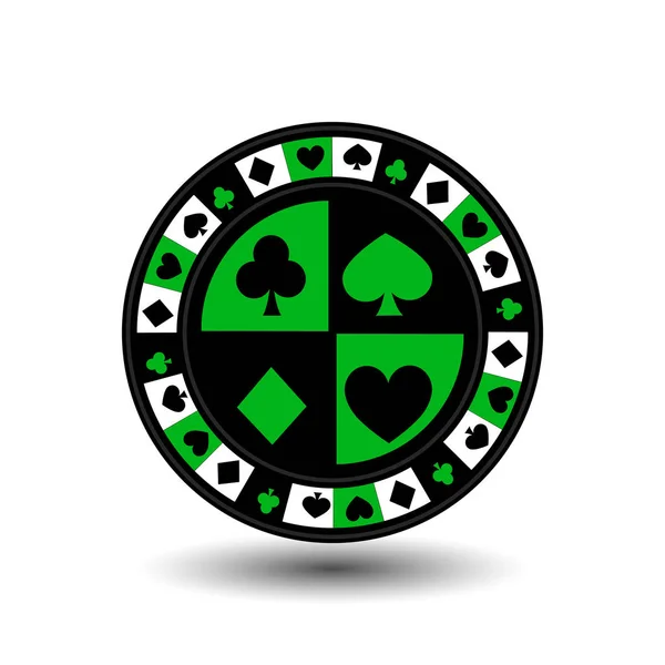 Chip per il poker verde un vestito un'icona sullo sfondo bianco isolato. illustrazione punti 10 vettore. Da utilizzare per i siti web, design, stampa, stampe ... — Vettoriale Stock