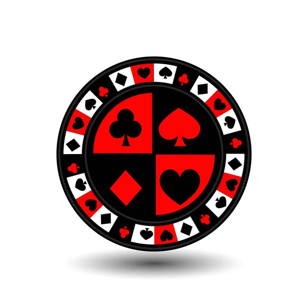 Chips für Poker rot ein Anzug ein Symbol auf dem weißen Hintergrund isoliert. Abbildung Folge 10 Vektor. zur Verwendung für Webseiten, Design, Presse, Drucke... — Stockvektor