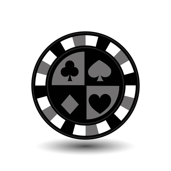 Fichas de poker gris un palo pala corazón club diamante un icono en el fondo aislado blanco. ilustración eps 10 vector. Para utilizar en los sitios web, diseño, prensa, impresiones ... — Vector de stock