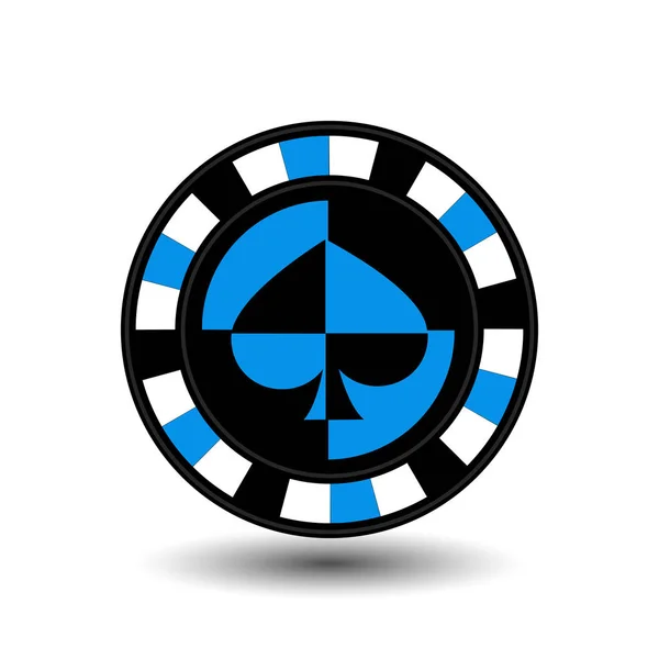 Chips für Poker biue einen Anzug Spaten ein Symbol auf dem weißen Hintergrund isoliert. Abbildung Folge 10 Vektor. zur Verwendung für Webseiten, Design, Presse, Drucke... — Stockvektor