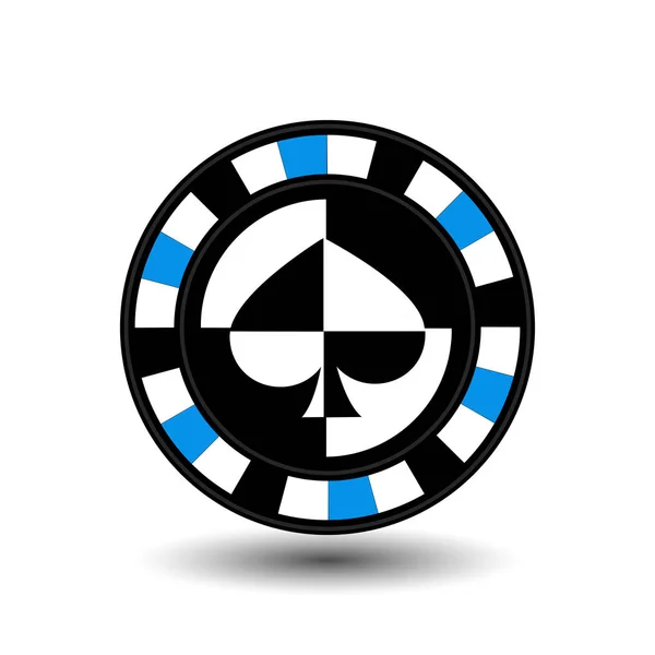 芯片的扑克蓝色西装锹白色黑色白色孤立背景上的图标。图 eps 10 矢量。若要使用网站，设计，新闻，打印... — 图库矢量图片